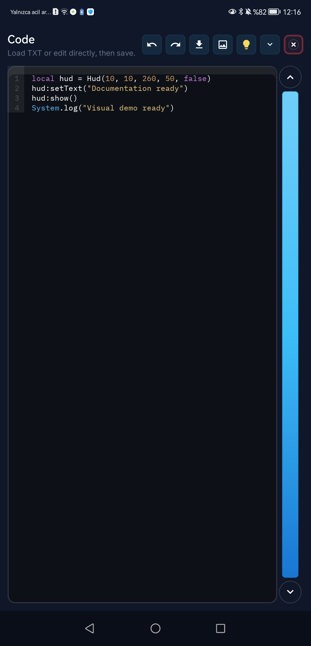 Lua code editor