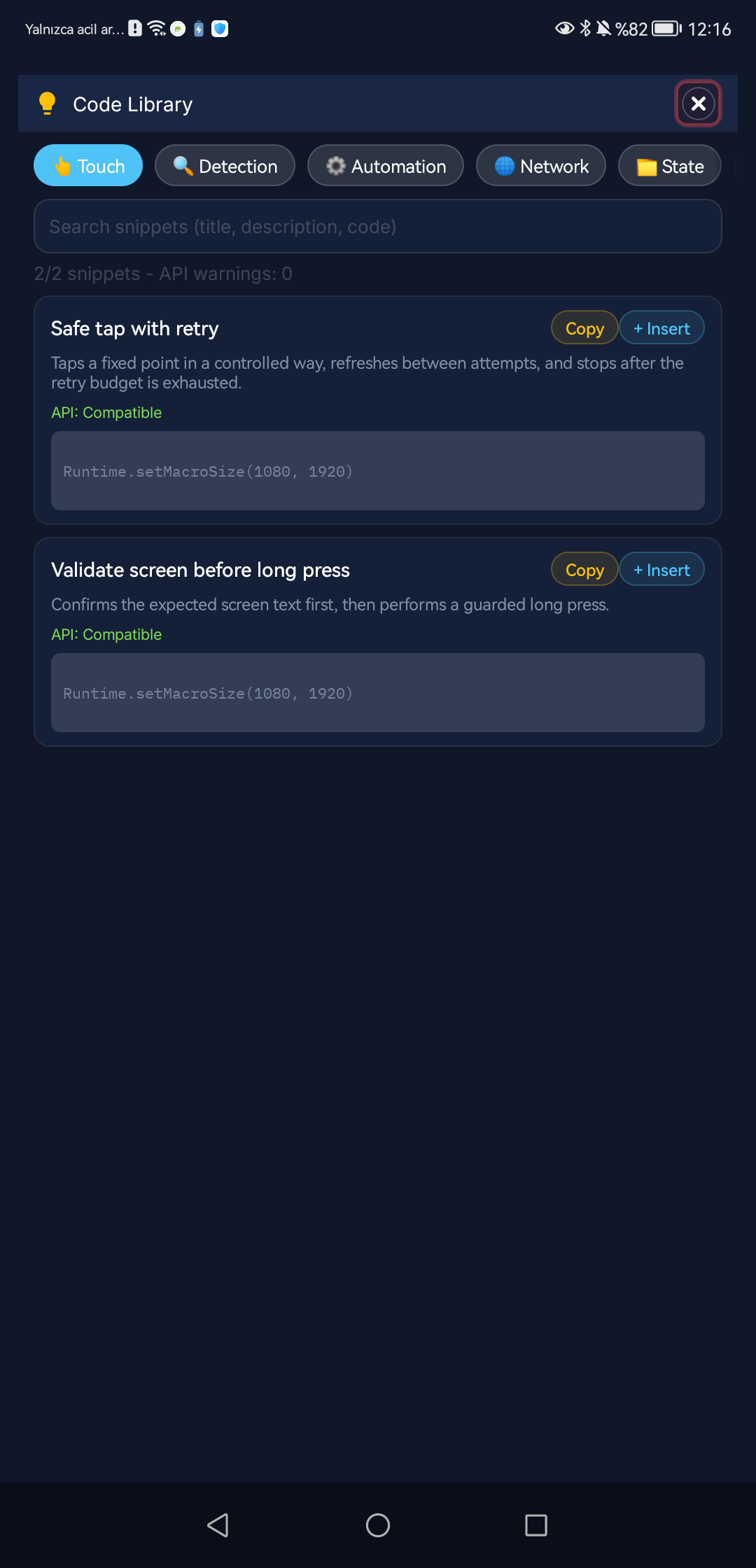 Code snippets