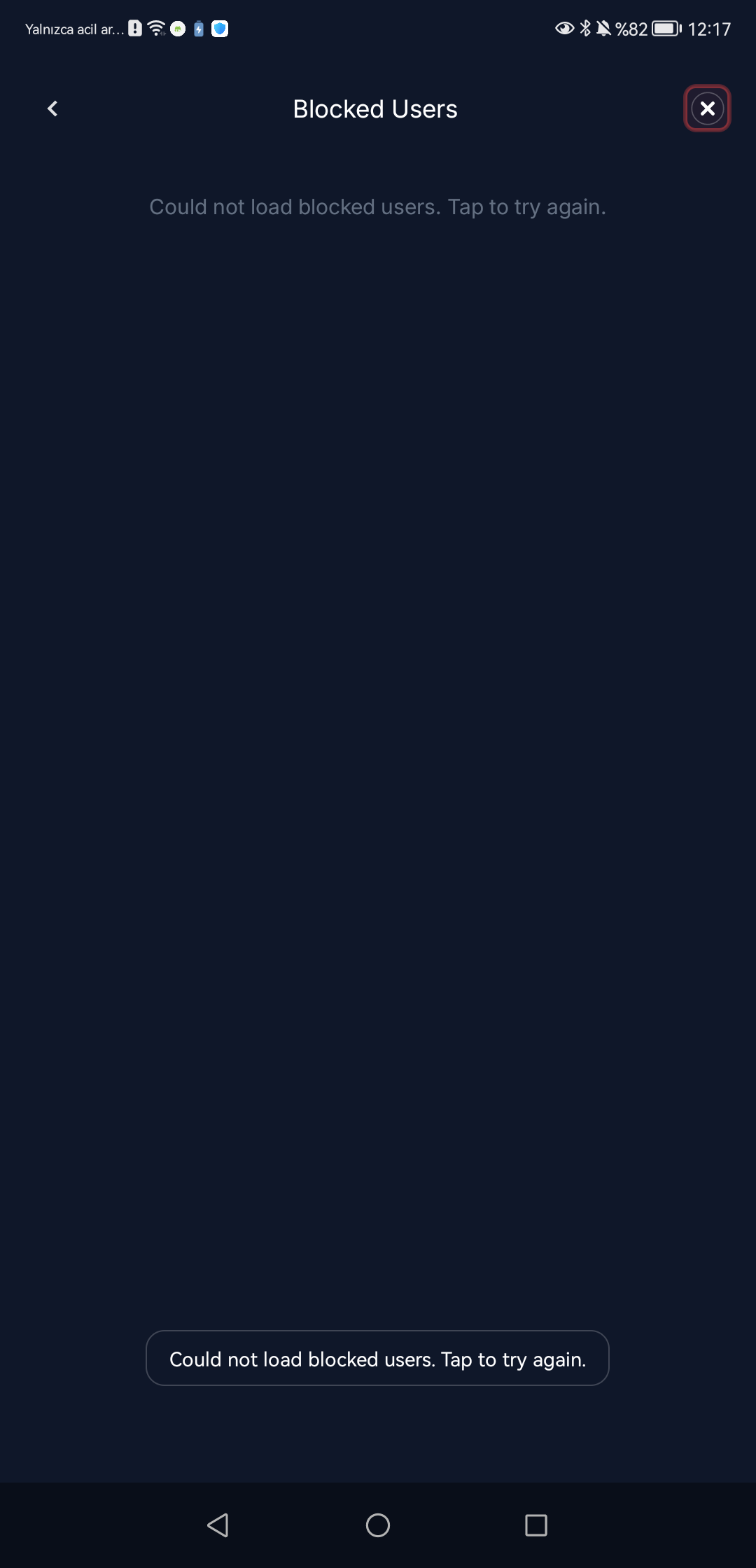 Blocked users screen