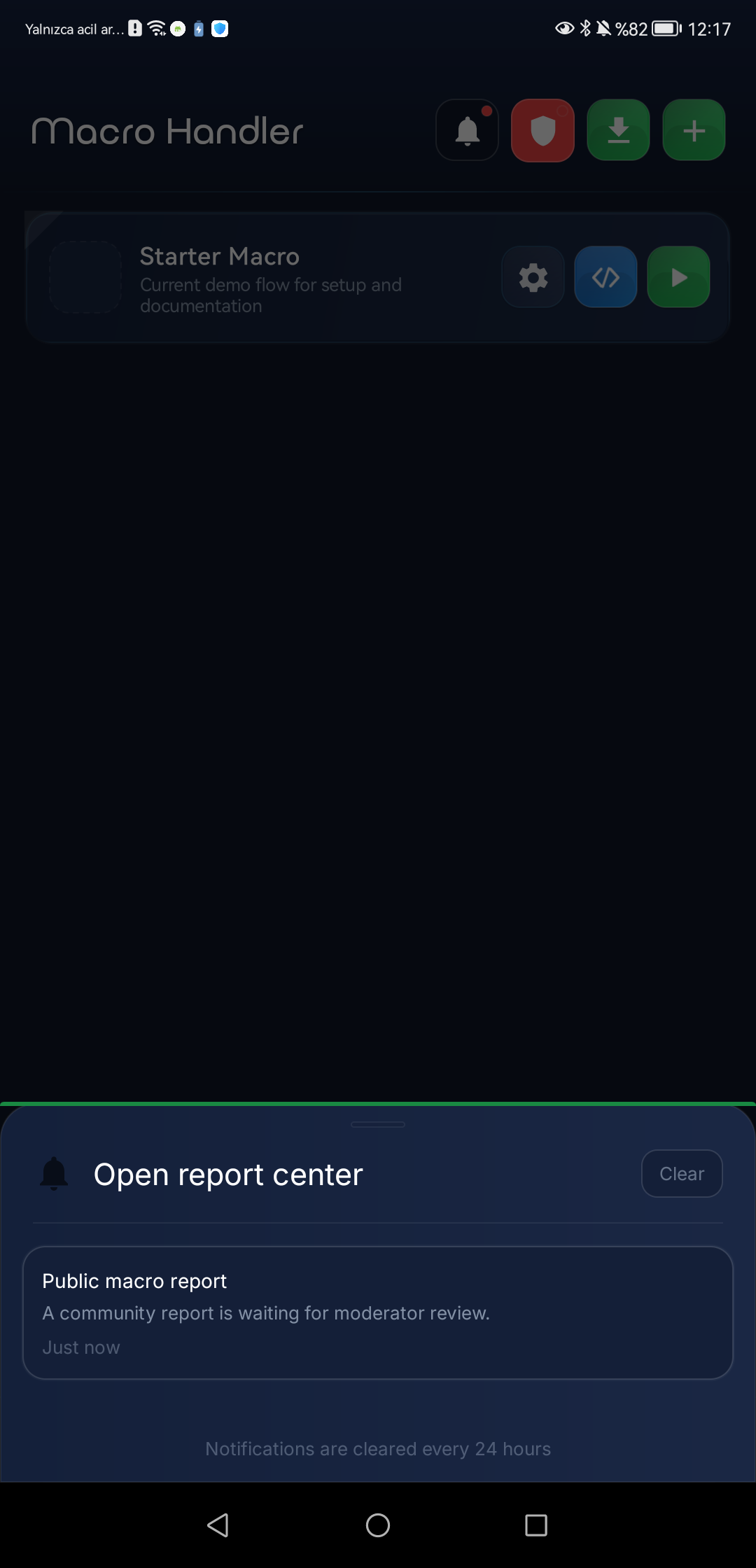 Moderation notifications screen