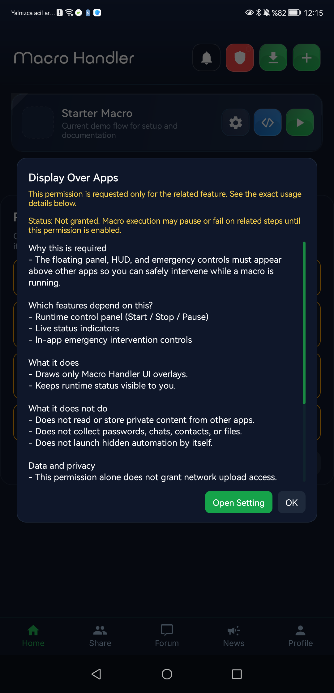 Overlay permission detail