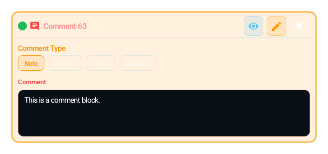 Comment (COMMENT) block card