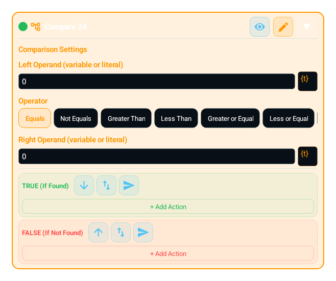 Compare (COMPARE) block card