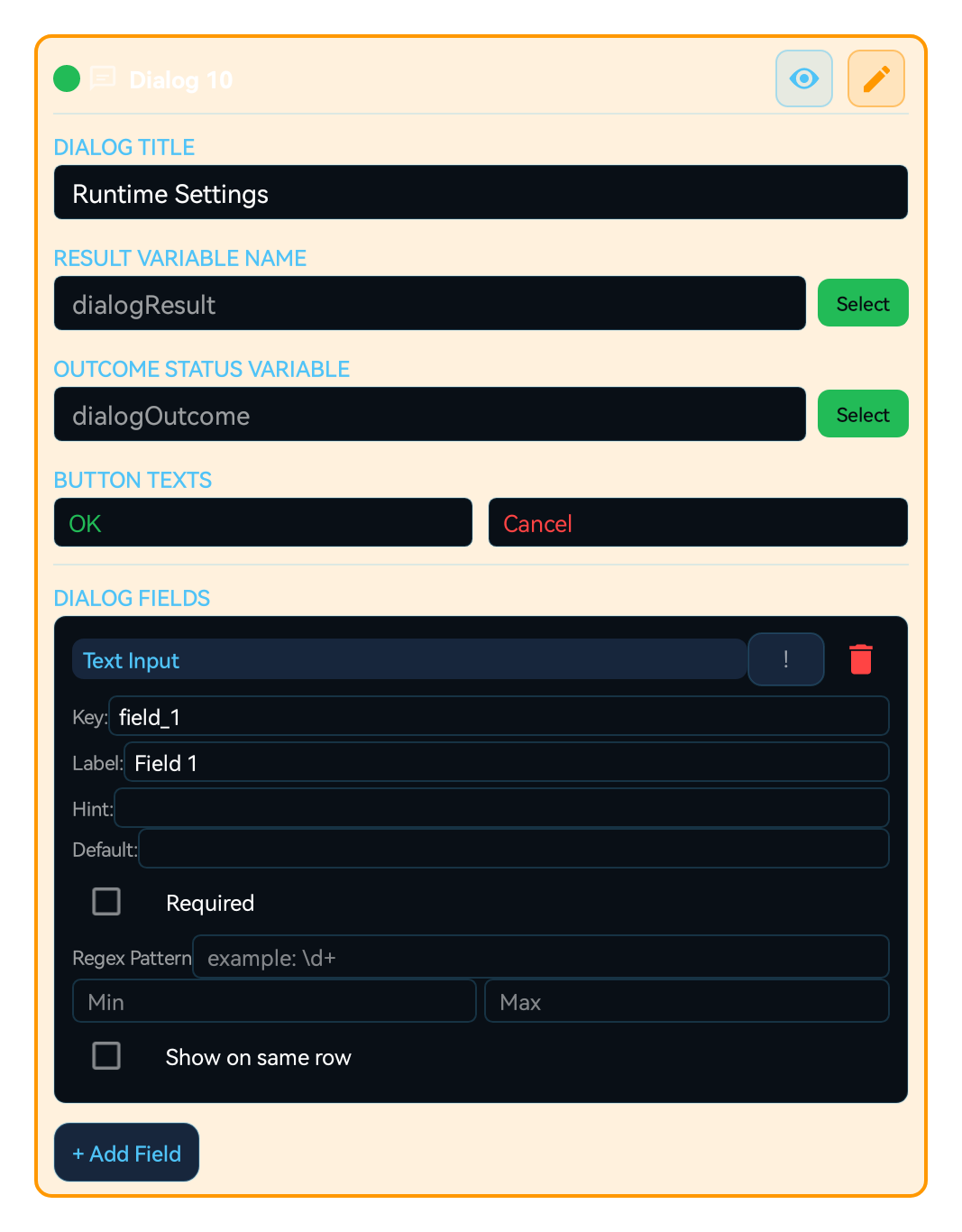 Dialog and form block screen