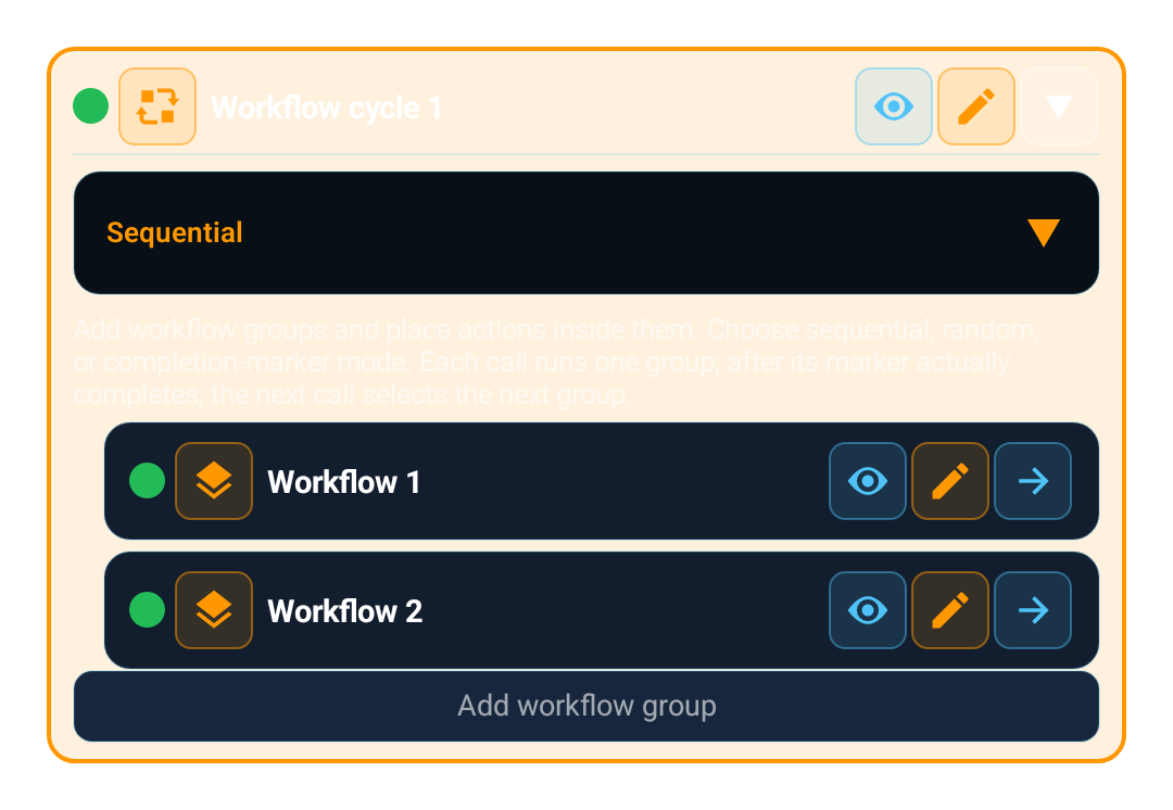 Workflow Cycle (WORKFLOW_CYCLE) block card