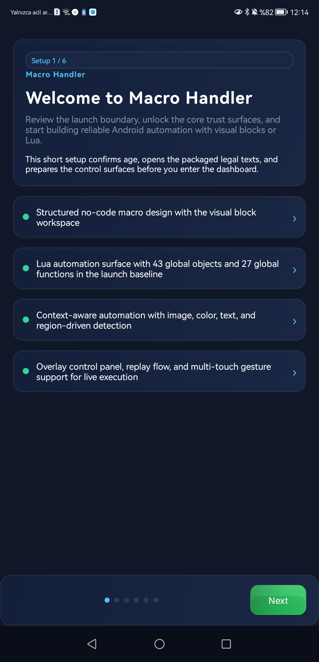 Clean welcome and setup screen